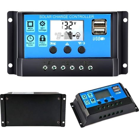 30a Solarpanel-regler, Laderegler, 12 V/24 V, Intelligenter Batterie-solarpanel-regler Mit 5 V Licht-timer-steuerung, Lcd-display Mit Dual-usb-anschluss, Lcd-display-220 V