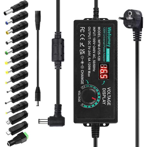 324v 5a 120w Einstellbarer Netzadapter, Universeller Netzadapter-konverter, 100v-240v Ac Zu Dc 5a Mit 14 Anschlüssen, Für Haushaltselektronik 3v24v, 5000ma Max