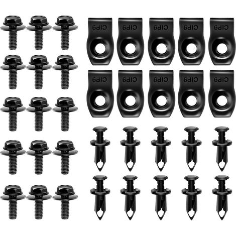 35 Stück Motorschutzschrauben, Stoßstange, Kotflügel, Stoßstangenverkleidung, Nietenbefestigungen, Schwarz