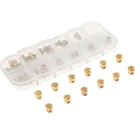 36er-pack Gasdüsen Für Gasgrill, Gasherd, Propan-butan-gasdüsen Für Lpg-kochfelder, Messingdüsen, M6 X 0,75 Mm, Bohrungsgrößen 0,3 Mm Bis 1,9 Mm (box)