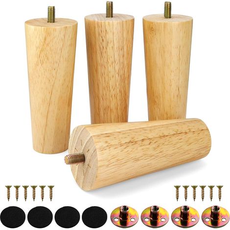 4 Stück 12 Cm Holzmöbelbeine, Helle Holzmaserung, Elegantes Und Schlichtes Design, Starke Tragfähigkeit, Ideal Für Tische, Sofas Und Schränke