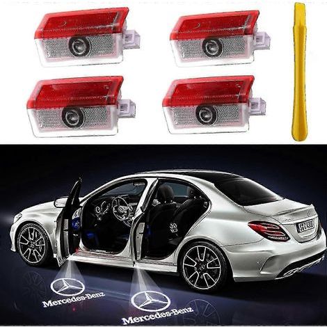 4 Stück Auto-led-projektorleuchten, 3d-logo-umgebungslichter, Verbesserter Willkommensprojektor Für Abcemg Amg Gl Gla Glc Gle Gls Klasse W166 W176 W205 W212
