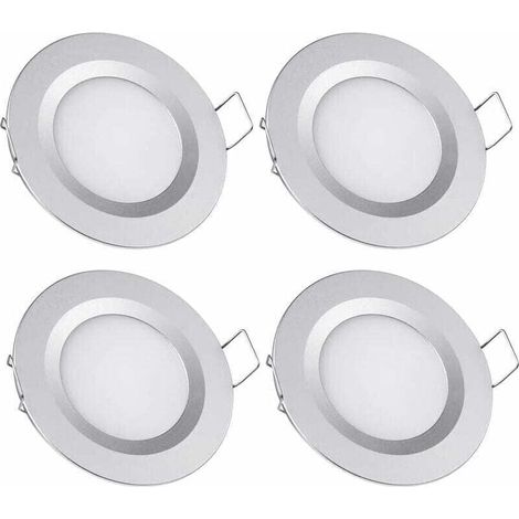 4 X Led-einbaustrahler, 12 V, Loch 58–65 Mm, 3 W, 3200 K, Deckeneinbauleuchte, Xu, Für Wohnmobil, Boot, Wohnwagen, Van, Yacht, Warmweiß (silber-finish) – Kzq