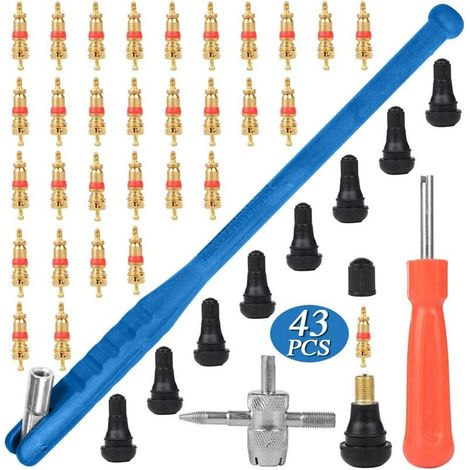 43-teiliges Reifenreparatur-werkzeugset, 30-teiliges Ventileinsatz, 10-teiliges Autoreifenventil, Für Reifenventil-reparatur-installationswerkzeug-set