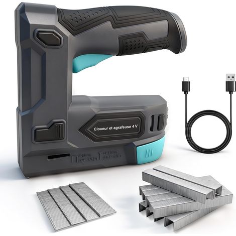 4v 2-in-1 Kabelloser Elektrischer Hefter Und Nagler, 6–14 Mm Heftklammern Und 14–15 Mm Nägel, Mit 400 Heftklammern Und 100 Nägeln, Für Polster, Holzbearbeitung Und Heimwerker