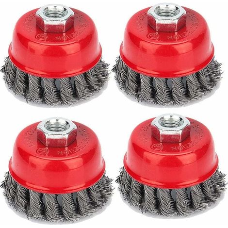 4er-pack Kegelbürsten, Schleifer, Drahtbürste, Gedrehte Topfbürste, Schleifbürsten Für Winkelschleifer, Korrosionsentfernung, Durchmesser 75 Mm, M142
