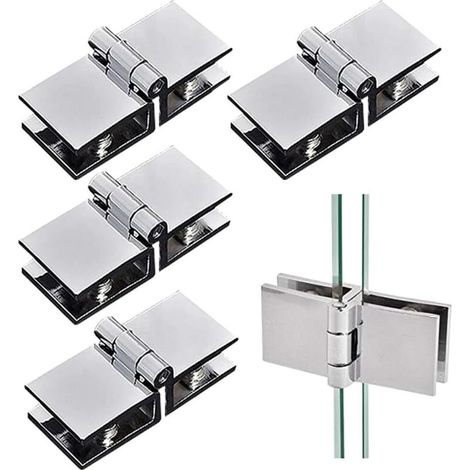 4er-pack Glastürscharniere, 180-grad-doppelseitige Duschkabinenscharniere – Verstellbare Klemme Aus Zinklegierung Für 5 Mm – 8 Mm Dickes Glas