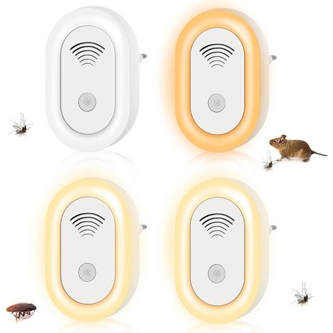 4er-pack Ultraschall-nagetiervertreiber, Frequenzvariation 20-65 Khz, Mit Gruseligen Lichtern, Insekten- Und Tierschutz