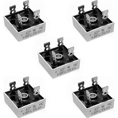 5 Stück Kbpc3510 Brückengleichrichterdiode, 35 A 1000 V Einphasig, Elektronische Vollwellen-silikondioden 35 A 1000 V, 4-polig