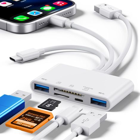 5-in-1-sd-kartenleser Für Telefone, Speicherkartenleser Und Usb-otg-adapter, Usb-c/a-geräte Mit Micro-sd- Und Sd-kartensteckplätzen (weiß)