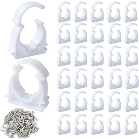 50 Schlauchschelle, 25 Mm Weißes Pvc, Schlauchbefestigung, Brauchwasser, Verkabelung