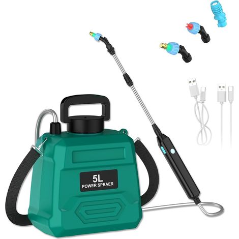 5l Elektrisches Sprühgerät, Gartensprühgerät Mit 1800-mah-akku, 2 Geschwindigkeiten Und Teleskopstange, Automatisches Sprühgerät Für Jäten, Rasen Und Außenpflege (grün)