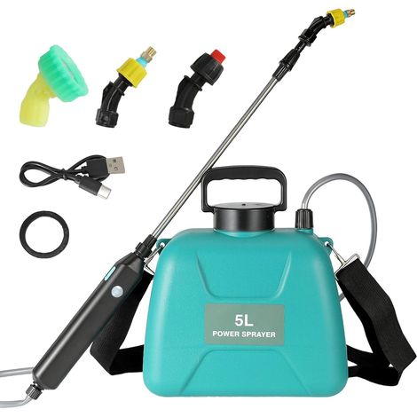5l Elektrisches Sprühgerät, Wiederaufladbares Teleskop-gartensprühgerät Mit 2 Düsen, Weithalskappe, 2400-mah-usb-akku, Pflanzensprühgerät Für Garten, Jäten