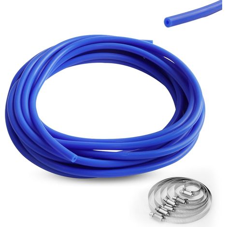 6 Meter Silikonschlauch, Auto-silikon-vakuumschlauch Id 4 Mm, Ad 8 Mm, Hochtemperatur-auto-turbo-vakuumschlauch Mit 6 Klemmen – Blau