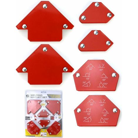 6 Stück Schweißmagnet, Magnetischer Schweißpositionierer, Schweißwinkel 30°/45°/60°/75°/90°/105°/120°/135°, Haltekraft 6,8 Kg/15 Lbs – 11,3 Kg/25 Lbs