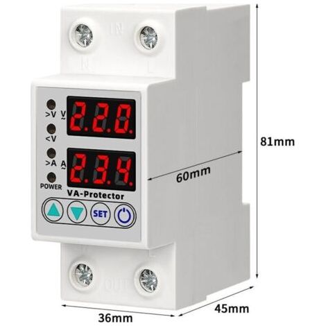 63a 220v Din-schiene, Einstellbares Überspannungs- Und Unterspannungsschutzgerät, Schutzrelais, Überstromschutz, Led-anzeige