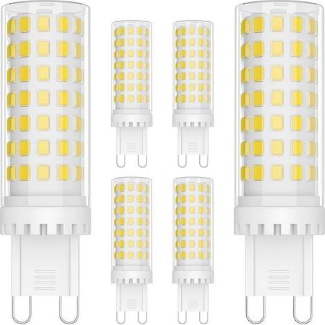 6er-pack G9-led-glühbirne, 9 W, Energiesparend, Entspricht 70 W, G9-led-halogenlampe, 360° Abstrahlwinkel, Ac220–240 V, 900 Lm, 6000 K, Für Schlafzimmer, Wohnzimmer, Küche, Nicht Dimmbar