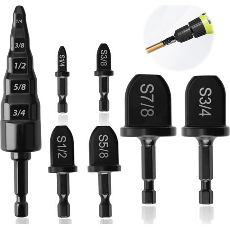 7 Sets Hvac-kupferrohr-brennbohrer-stiftwerkzeug, Stauchrohr-reparatur, 5-in-1-klimaanlagen-kupferrohr-expander-brennstauchbohrer-set
