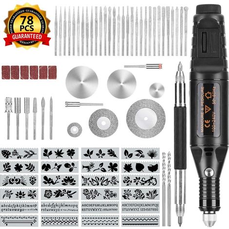 78-teiliges Gravurwerkzeug-set, Elektrischer Metallgravurstift, Elektrische Holzgravur Mit Anreißer, 52 Bits Und 24 Schablonen, Diy-gravierwerkzeug Für Schmuck, Glas, Metall