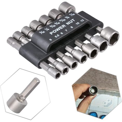 9-teiliges Elektro-steckschlüsselset, 1/4-zoll-sechskant-schnellwechselfutter-adapter Für Handbohrmaschine, Akku-bohrschrauber, Schraubendreher, Druckluftschrauber, Elektroschrauber