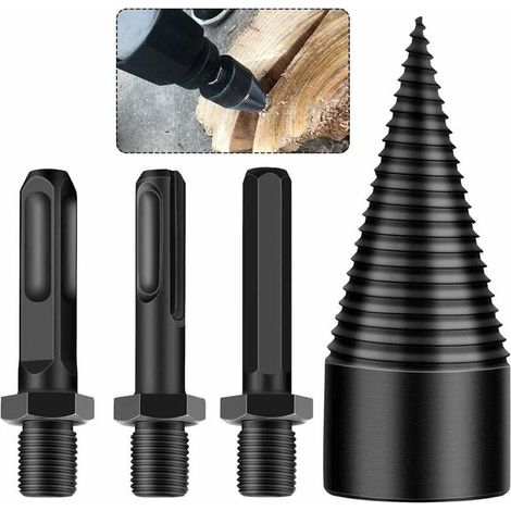 Aafgvc – 16 Cm Elektrischer Holzspalter – Kohlenstoffstahl – Für Harthölzer Wie Eiche Und Walnuss – Kompatibel Mit 1/2-zoll-bohrern