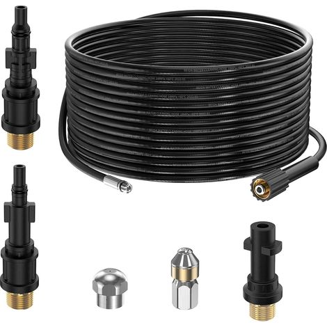Abflussentstopfungsschlauch Für Kärcher K2 K3 K4 K5 K6 K7 Hd Hd 180bar Professionelles Frettchen-set Mit Strahl- Und Rotationsdüse Und Adaptern Für Lavor Parkside Und Bosch-15m