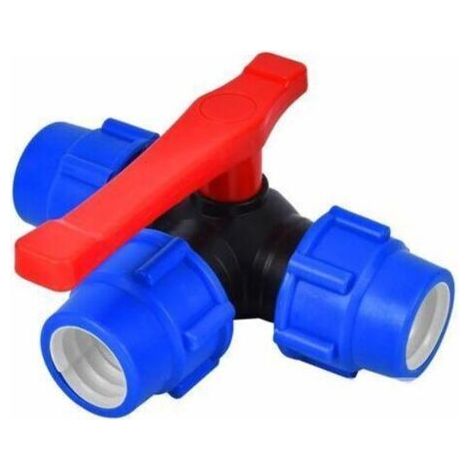 Absperrkugelhahn, 32-mm-dreiwege-kugelhahn, Schnellanschluss, Pvc-pe-rohr, Schnellschalter-t-anschluss (größe: 32 Mm, Farbe: Blau, Schwarz, Zufällig)