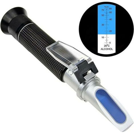 Alkoholrefraktometer 0–80 % – Automatische Atc-temperaturkompensation – Genauigkeit ±1 % – Metall Und Kunststoff – Zubehör Im Lieferumfang Enthalten