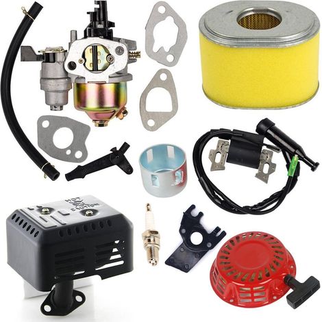 Vergaser Mit Luftfilter, Zündspule Und Anlasser, Kompatibel Mit Honda Gx140, Gx160, Gx200 (5,5 Ps, 6,5 Ps) + Ex35-schalldämpferanlage Mit Hitzeschutzblech Für Den Motor
