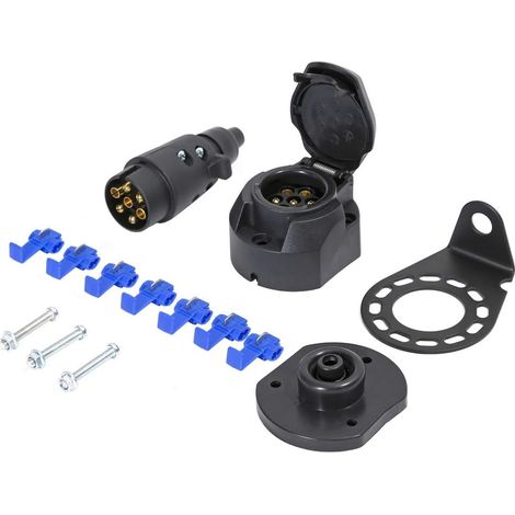 Anhänger-steckdose & 7-polige Steckdose Und Metall-montagehalterungs-set, 12 V Wasserdichte Anhänger-stecker-buchse, Mit Wasserdichtem Gummikissen, Passend Für Auto-wohnmobil-anhänger (gummistiefel)