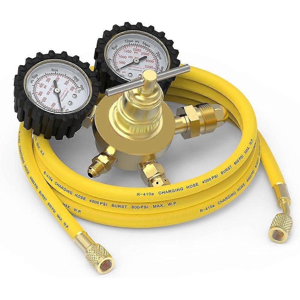 Stickstoffregler + Schlauch, 0-800 Psi Et 0-4000psi Ausgangsdruck, Cga580 Einlassanschluss Et 1/4 Zoll Ma