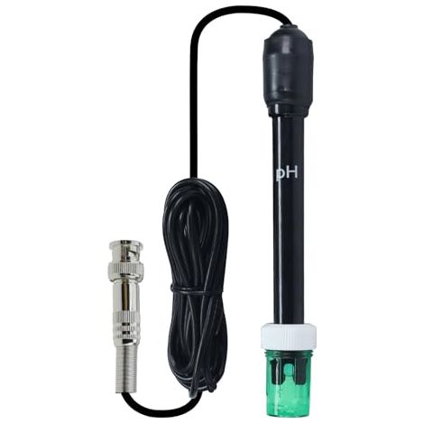 Austauschbare Ph-elektrode Mit Bnc-anschluss – 3 Meter Langes Kabel – Inklusive Kalibrierungspulver (4,01, 6,86, 9,18) – Für Ph-messgeräte, Controller, Pools, Spas Und Labore