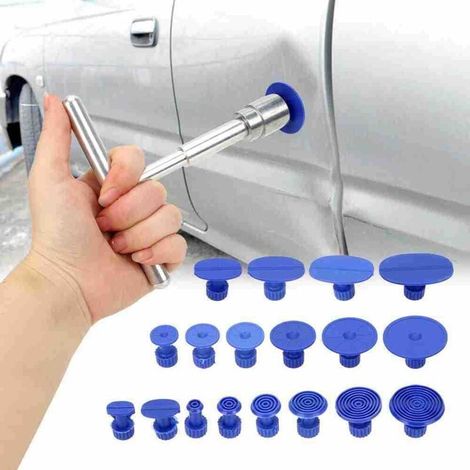 Auto-dellen-reparatur-set, Lackfreies Dellen-entfernungs-set, Auto-karosserie-dellen-entfernungs-set Mit 18 Blauen Saugnäpfen Und T-bar-hammer, Geeignet Für Die Reparatur Von Dellen An Autos
