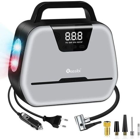 Auto-reifenfüller, 12 V, 150 Psi Ac Dc, Dual-stromversorgung, Mini-digital-luftkompressor Für Fahrrad, Motorrad, Ball, Mit Led-lampe, Adapter-set, Düse, Kabel