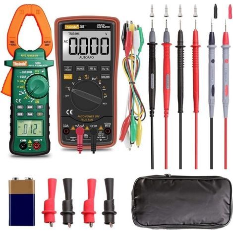 Auto-range-digitalmultimeter Und Zangenmessgerät – Mit Aufbewahrungstasche, Batterie-krokodilklemmen, Messleitungen Für Ac/dc-spannung/strom, Spannungsalarm, Ohm/vol-verstärker