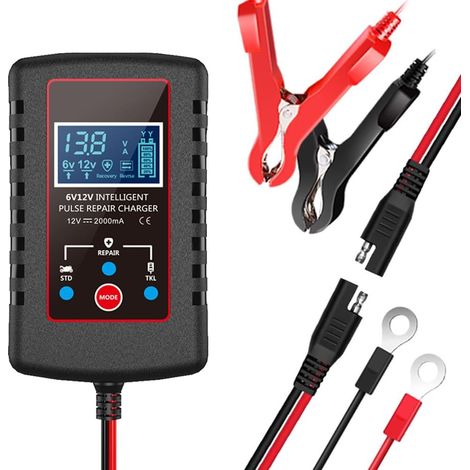 Autobatterieladegerät 1,75 A, 6 V Und 12 V, Vollautomatisches Intelligentes Batterieladegerät, Erhaltungsladegerät, Batterie-desulfator Für Auto, Rasenmäher, Motorrad