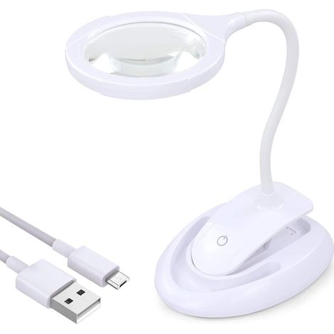 Beleuchtete Lupe Mit Licht, 5-fache 10-fache Vergrößerungslampe Mit Ständer Und Klemme, Wiederaufladbare Desktop-lupenlampe Und Einstellbare Helligkeit Für Nahaufnahmen, Arbeiten, Lesen, Hobbys, Baste