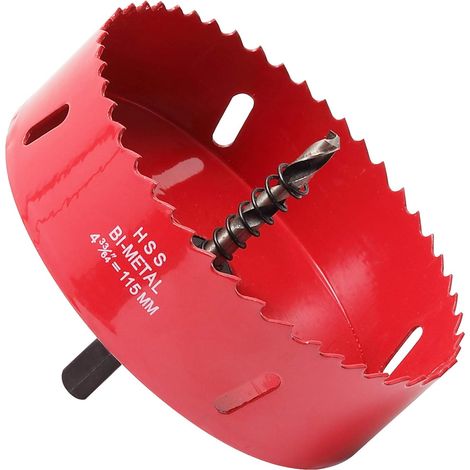 Bimetall-lochsäge, 115 Mm, M42 Hss Bimetall-lochsäge Mit Robustem Zentrierbohrer, Bohrer Für Eisen, Aluminium, Holz, Trockenbau, Rohr, Faserplatten/rot