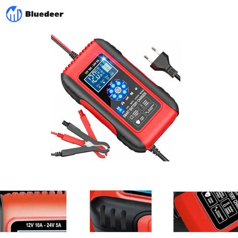 Bluedeer – 10a 12v/24v Lifepo4 Intelligentes Batterieladegerät – Lcd-bildschirm – Automatische Erkennung – Reparaturfunktion – Mehrfachschutz