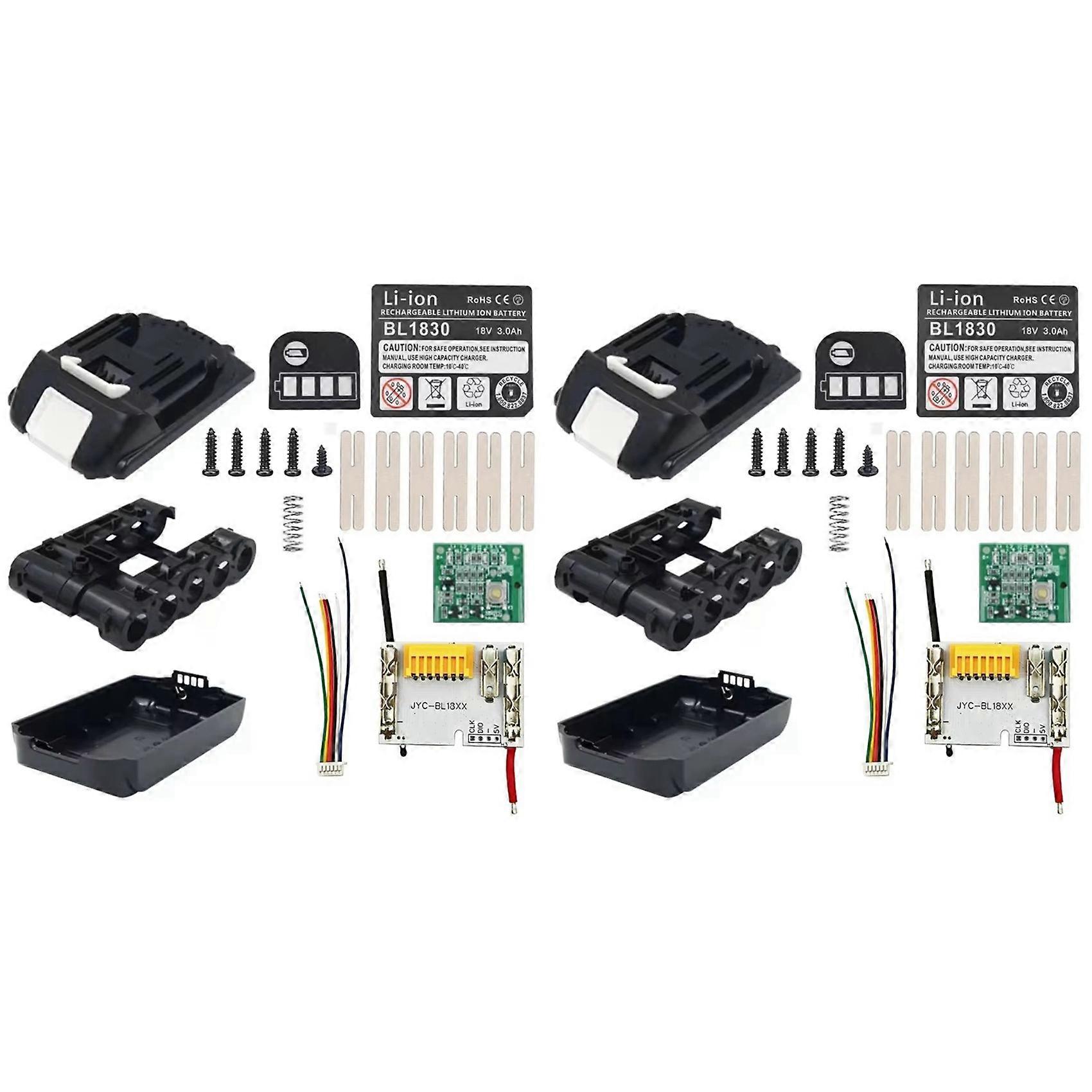 Boîtier Pour 2 Batteries Au Lithium Bl1820b (5 X 18650), Circuit Imprimé De Charge Équilibrée Bsm, Étiquette Led, Compatible Makita 18v Bl1815