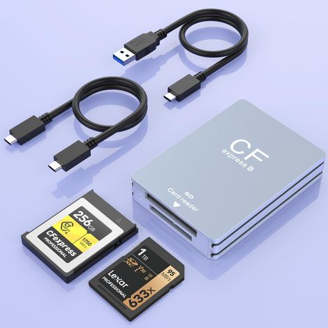 Cfexpress Typ-b-kartenleser Und Sd-kartenleser 2 In 1, Usb 3.1 (gen 2) 10 Gbit/s Cf Express Typ B-leser-adapter, Kartenleser Mit Uab-a- Und Usb-c-kabel, Kompatibel Mit Windows/mac/lin