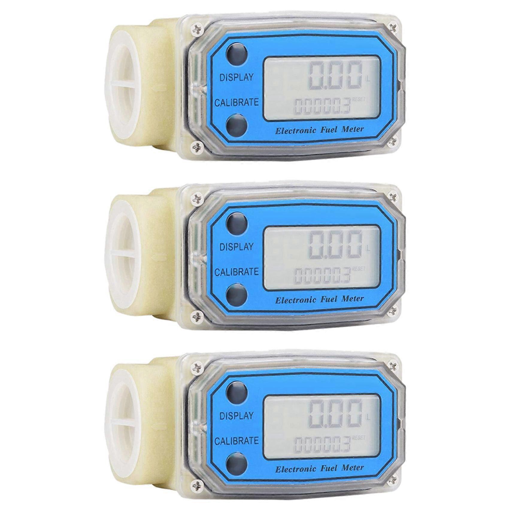 3x Mini Débitmètre Numérique À Turbine, Débitmètre À Carburant, Débitmètre À Turbine Pour Produits Chimiques, Eau, Liquides De Mer
