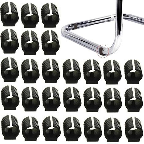 Csparkv 32 Stück Stuhlbein-gleitrohr-endkappe, Pufferkappe, Stopper, Schutz, Bodenmöbel, U-förmige Kunststoff-stuhlkappen, Stuhlbeinkappen, Silikon-rohrklemme (25 Mm, Schwarz)