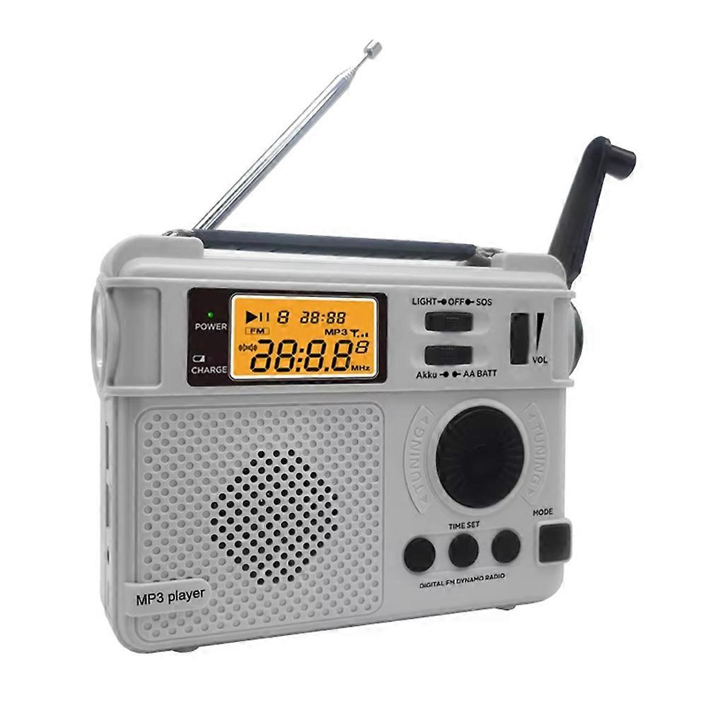 Radio Fm D'Extérieur À Manivelle, Récepteur Radio D'Urgence, Batterie Externe 3000 Mah Avec Haut-parleur Bluetooth, Lampe Torche Et Fonction Sos, Carte Sim Intégrée.