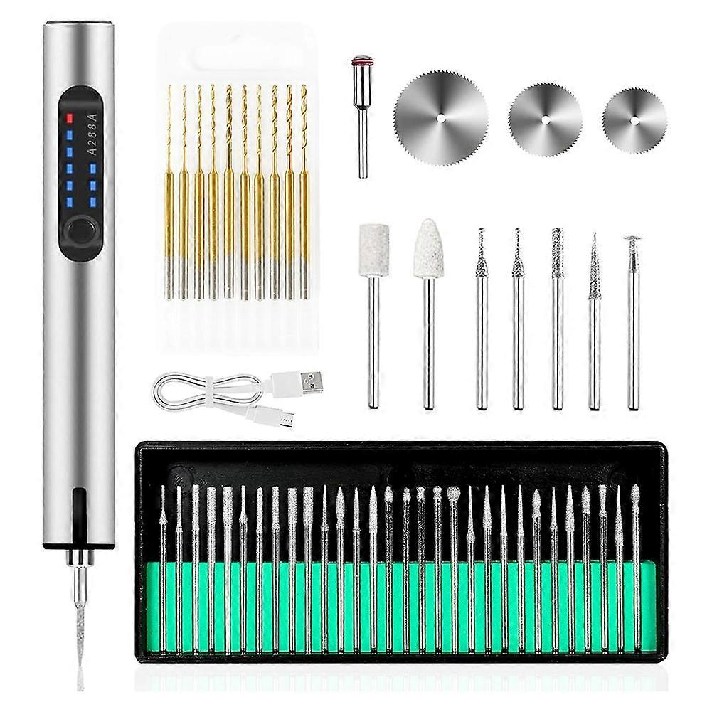 Stylo Graveur Rechargeable Usb, Perceuse Manuelle Portable Pour La Création De Bijoux, Gravure Sur Métal, Bois, Pierre, Plastique Et Verre, Gris