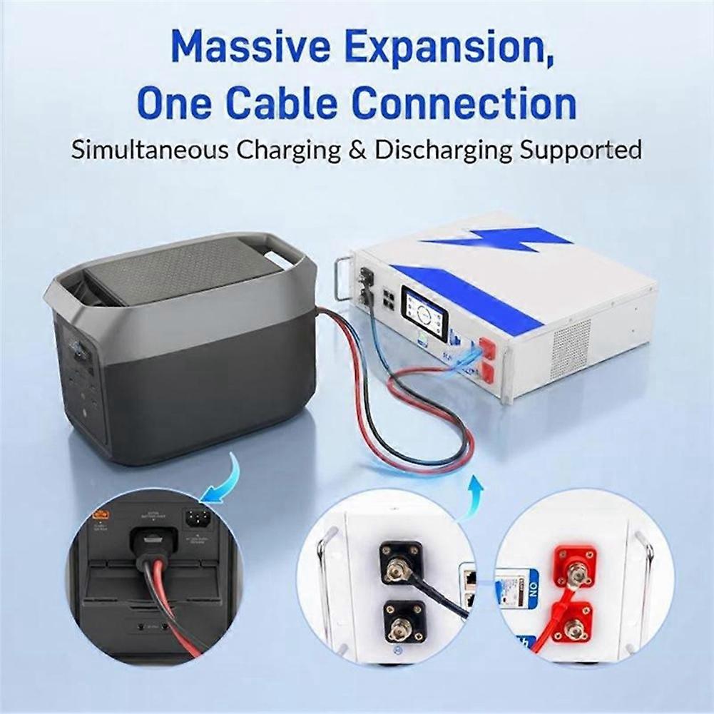 2 Câbles D'Extension 50 A 8 Awg De 1 M Pour Connexion De Batterie Wattcycle 48 V Et Adaptateur D'Extension Ecoflow Delta2/3 Pps
