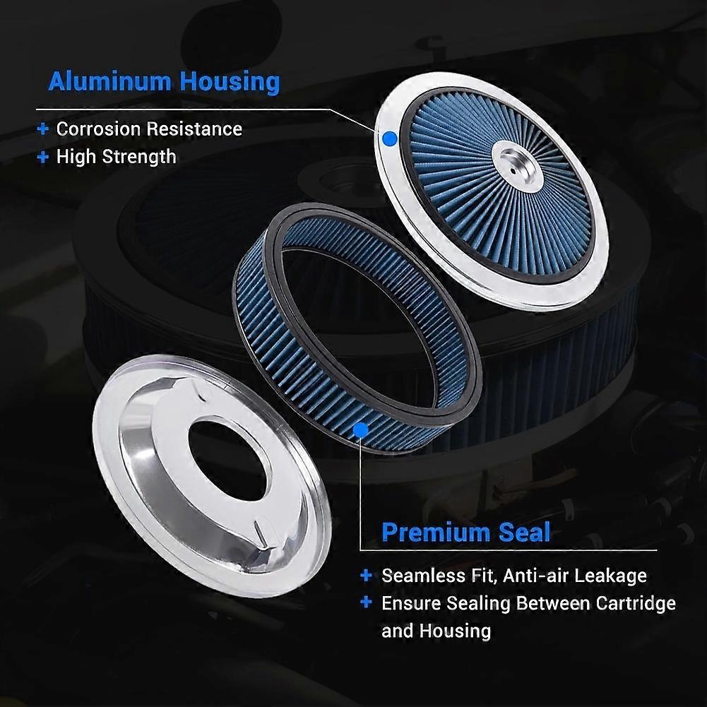 1 Filtre À Air Universel Pour Voiture, 14 X 3 Pouces, Rond, Haute Performance, Lavable, Raccord Fileté 5-1/8, Pièces Modifiées Pour Voiture