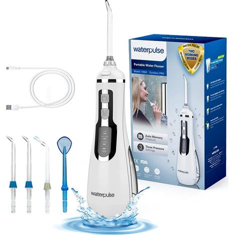 Crea – V500 Kabellose Tragbare Munddusche – Druck 60–120 Psi – 3 Druckstufen – Akkulaufzeit Bis Zu 2 Wochen – Ipx7 Wasserdicht