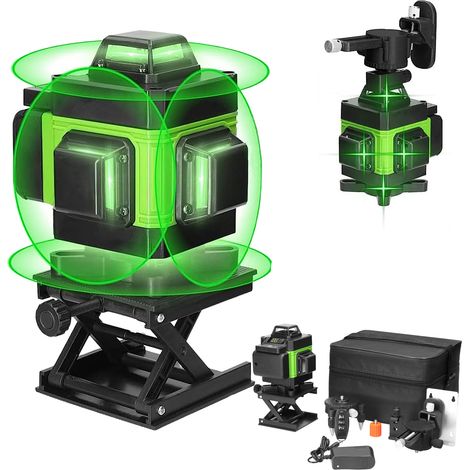 Decdeal – 4d 16-linien-laser-wasserwaage – Selbstnivellierend ±3° – 25 M Reichweite – 2400 Mah Lithium-batterie – Ip54 – Für Nasse Baustellen
