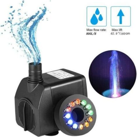 Dekorative Tauchpumpe 8 W - 220 V Mit 12 Bunten Leds Für Springbrunnen, Schwimmbad Oder Aquarium